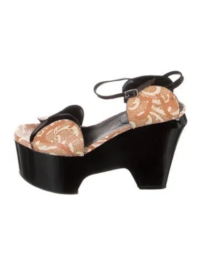 Pre-owned Dries Van Noten Patent Leather Printed Sandals In Black