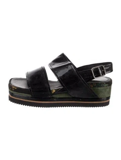 Pre-owned Dries Van Noten Patent Leather Sandals In Black