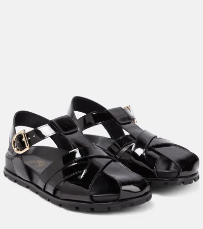 Dries Van Noten Patent Leather Sandals In Black