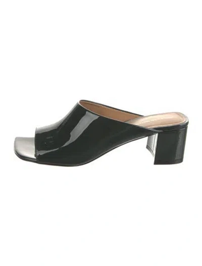 Pre-owned Dries Van Noten Patent Leather Slides In Green