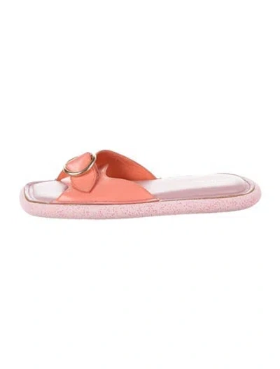 Pre-owned Dries Van Noten Patent Leather Slides In Orange