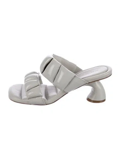 Pre-owned Dries Van Noten Patent Leather Slides In White