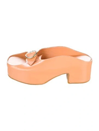 Pre-owned Dries Van Noten Patent Leather Slingback Sandals In Orange