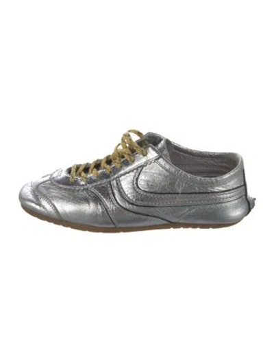 Pre-owned Dries Van Noten Patent Leather Sneakers In Silver