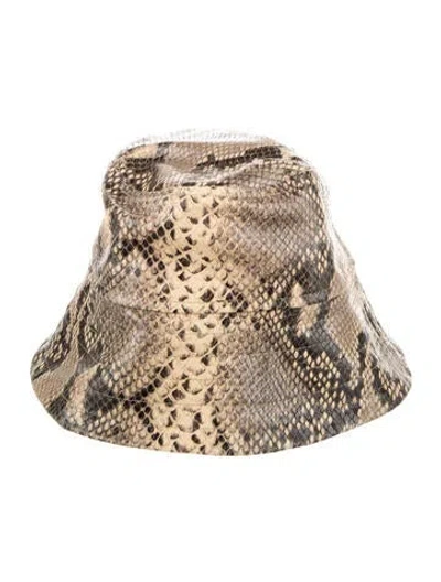 Pre-owned Dries Van Noten Pattern Print Leather Bucket Hat In Neutral