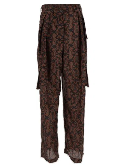 DRIES VAN NOTEN PATTERN PRINTED SATIN CARGO PANTS