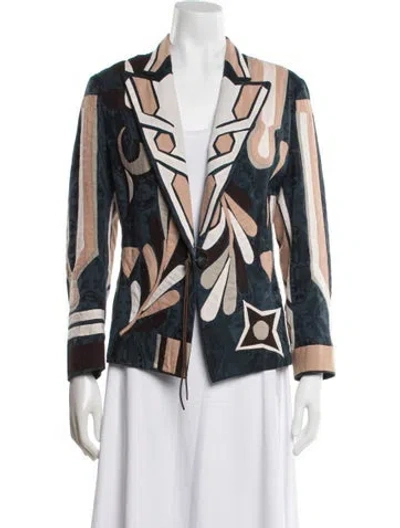 Pre-owned Dries Van Noten Patterned Blazer In Blue