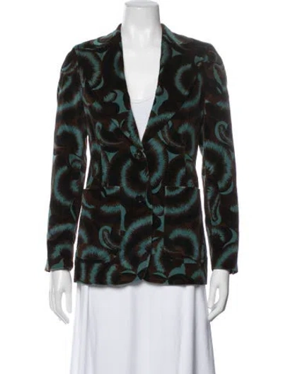 Pre-owned Dries Van Noten Patterned Blazer In Blue/brown