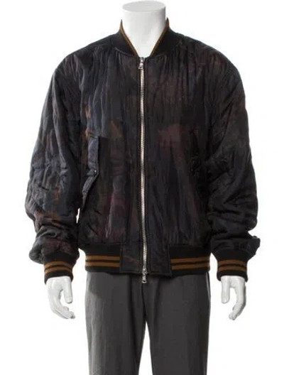 Pre-owned Dries Van Noten Patterned Bomber Jacket In Black