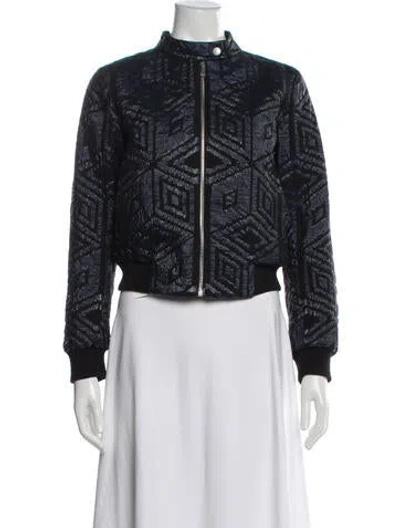 Pre-owned Dries Van Noten Patterned Bomber Jacket In Blue