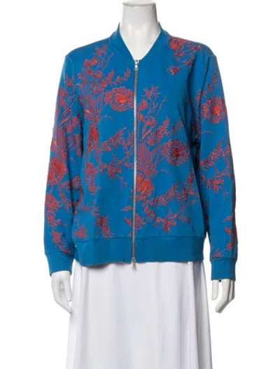 Pre-owned Dries Van Noten Patterned Bomber Jacket In Blue