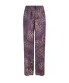 Dries Van Noten Printed Straight Leg Trousers With Elastic Waistband In Brown