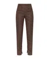 Dries Van Noten Pandoris Button-detailed Jacquard Skinny Pants In Brown