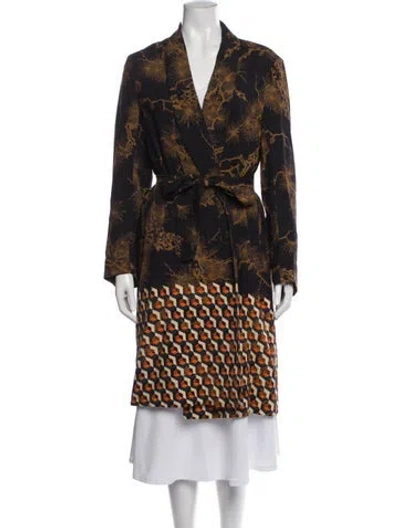 Pre-owned Dries Van Noten Patterned Coat In Blue