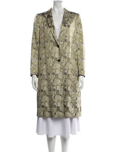 Pre-owned Dries Van Noten Patterned Coat In Green/metallic