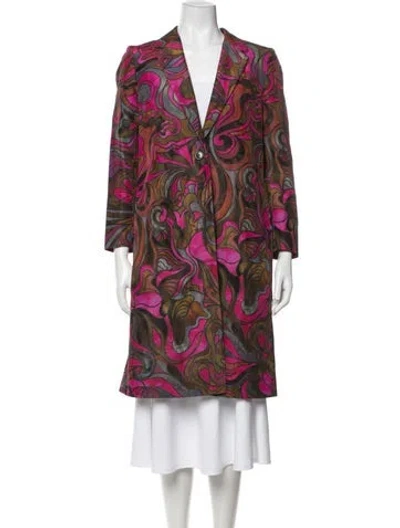 Pre-owned Dries Van Noten Patterned Coat In Purple