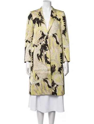 Pre-owned Dries Van Noten Patterned Coat W/ Tags In Yellow