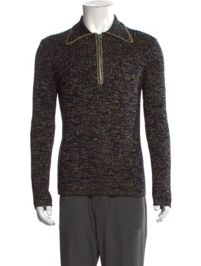 Pre-owned Dries Van Noten Patterned Collar Polo Sweater In Multi
