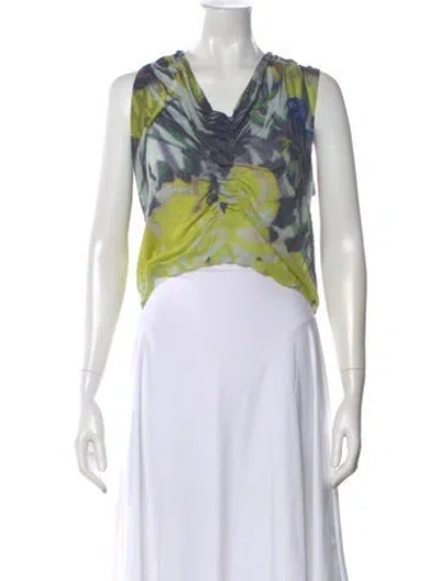 Pre-owned Dries Van Noten Patterned Cowl Neck Top In Multi
