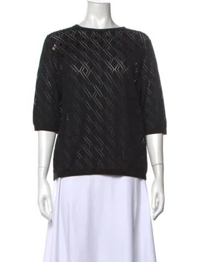 Pre-owned Dries Van Noten Patterned Crew Neck Sweater In Black