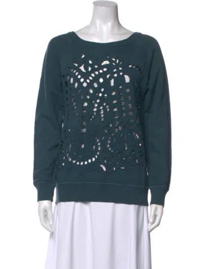Pre-owned Dries Van Noten Patterned Crew Neck Sweater In Blue