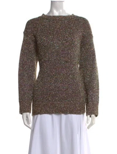 Pre-owned Dries Van Noten Patterned Crew Neck Sweater In Green