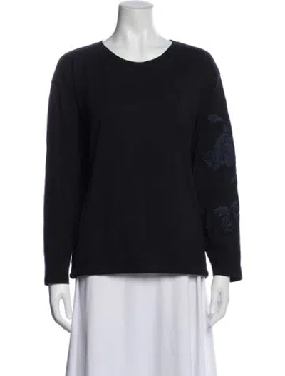Pre-owned Dries Van Noten Patterned Crew Neck Top In Black