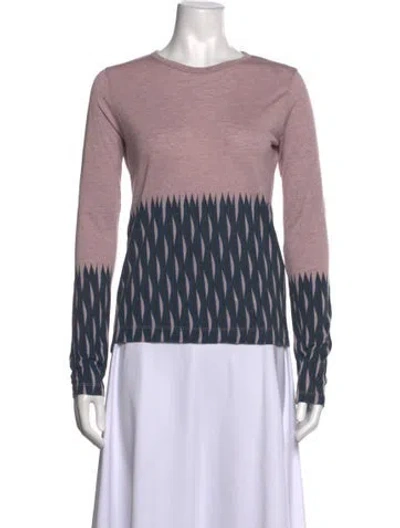 Pre-owned Dries Van Noten Patterned Crew Neck Top In Pink