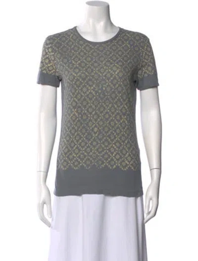 Pre-owned Dries Van Noten Patterned Crew Neck T-shirt In Gray