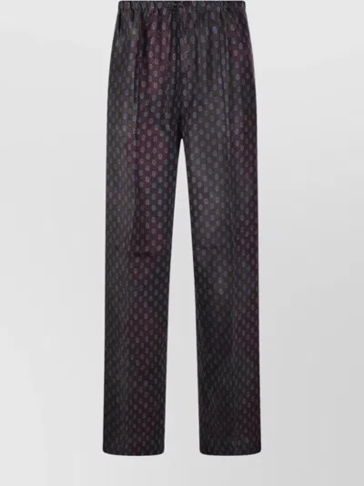 Dries Van Noten Patterned Elastic Waistband Relaxed Fit Trousers In Black