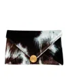 Dries Van Noten Small Cowhide-print Viscose Envelope Clutch Bag In Brown