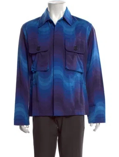 Pre-owned Dries Van Noten Patterned Jacket In Blue