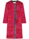 Dries Van Noten Womens Fuchsia Abstract Two-welt-pockets Stretch-cotton Blend Coat In Pink