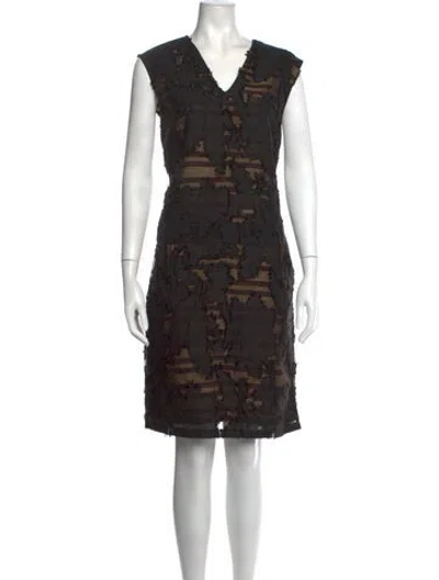 Pre-owned Dries Van Noten Patterned Knee-length Dress In Black