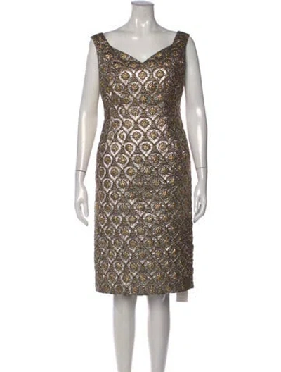 Pre-owned Dries Van Noten Patterned Knee-length Dress In Silver