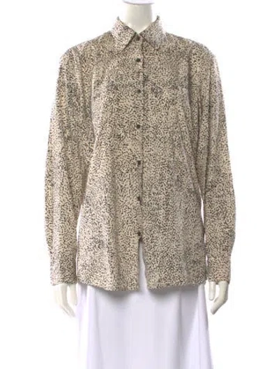 Pre-owned Dries Van Noten Patterned Long Sleeve Blouse In Black