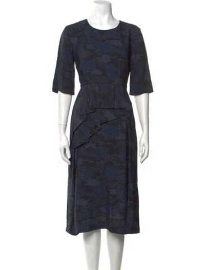 Pre-owned Dries Van Noten Patterned Midi Length Dress In Black/blue