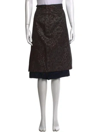 Pre-owned Dries Van Noten Patterned Midi Length Skirt In Brown