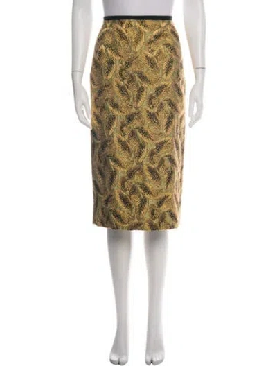 Pre-owned Dries Van Noten Patterned Midi Length Skirt In Green