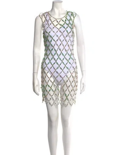 Pre-owned Dries Van Noten Patterned Mini Dress In Green