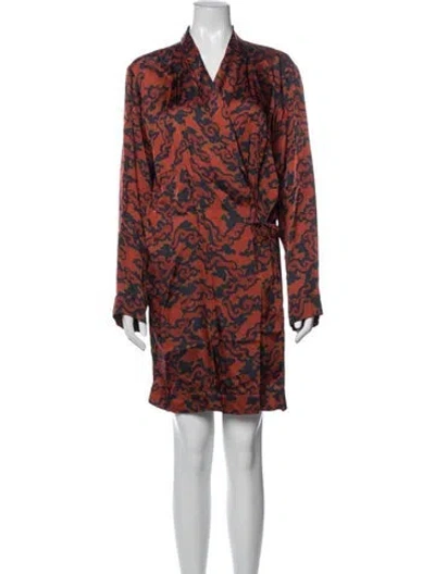 Pre-owned Dries Van Noten Patterned Mini Dress In Red