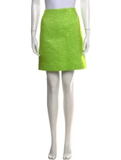 Pre-owned Dries Van Noten Patterned Mini Skirt In Green/metallic
