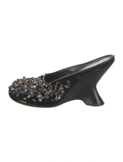 Pre-owned Dries Van Noten Patterned Mules In Green