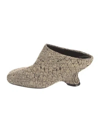 Pre-owned Dries Van Noten Patterned Mules In Neutral