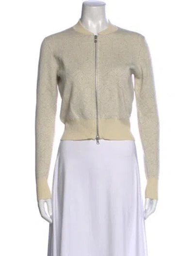 Pre-owned Dries Van Noten Patterned Open Front Sweater In Neutral