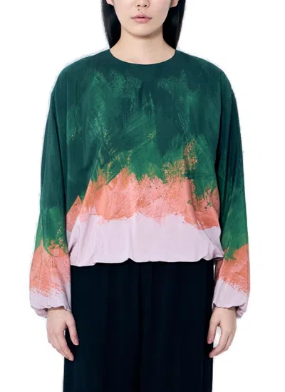 Dries Van Noten Georgette Cocoon Top In Multi