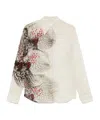 Dries Van Noten Abstract Print Beaded Collared Sheer Shirt