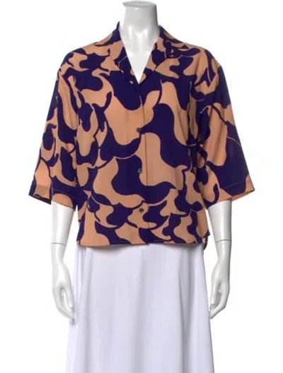 Pre-owned Dries Van Noten Patterned Short Sleeve Blouse In Multicolor