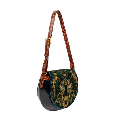 Dries Van Noten Patterned Shoulder Bag In Black