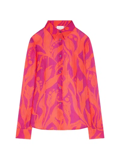 Dries Van Noten Patterned Silk Shirt In Orange